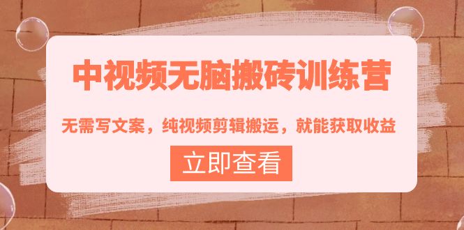 中视频无脑搬砖训练营:无需写文案,纯视频剪辑搬运,就能获取收益! 中视频无脑搬砖训练营:无需写文案,纯视频剪辑搬运,就能获取收益!