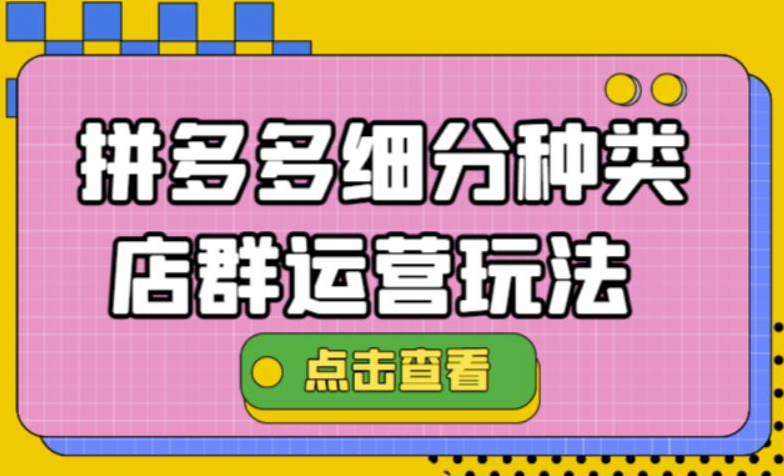 【电商运营】拼多多细分种类店群运营玩法3.0,11月最新玩法,小白也可以操作-吾图资源网