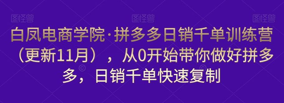 图片[1]-【电商运营】拼多多日销千单训练营（更新11月），从0开始带你做好拼多多，日销千单快速复制-吾图资源网