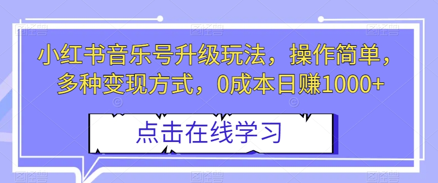 图片[1]-小红书音乐号升级玩法，0成本日赚1000+，操作简单，变现多种方式！-阿灿说钱