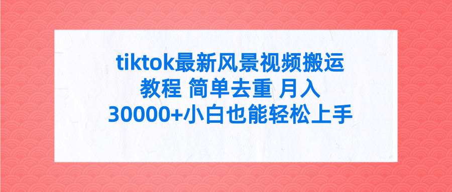 图片[1]-tiktok最新风景视频搬运教程 简单去重 月入30000+附全套工具-阿灿说钱